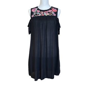 Accessorize Beach Cover-Up Black Size Small Embroidered Kaftan